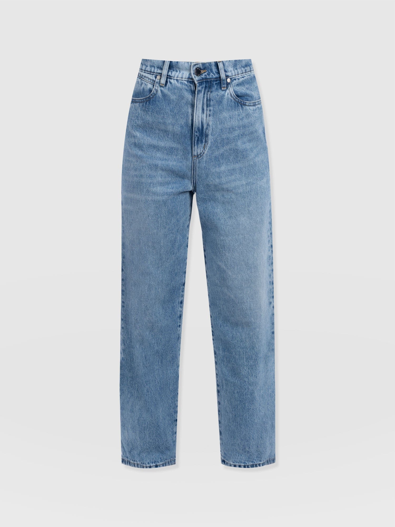 Barrel Leg Jean - Mid Blue - Women's Denims | Saint + Sofia® USA